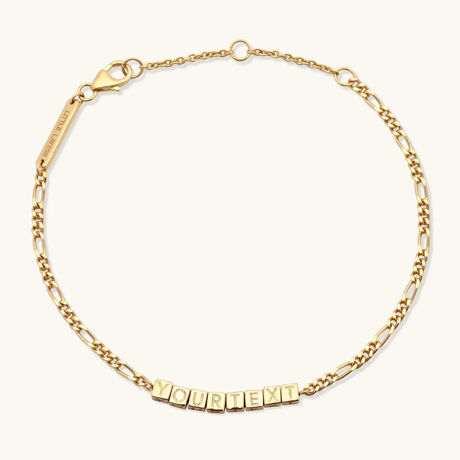 Custom Tiny Words Bracelet- Figaro Chain