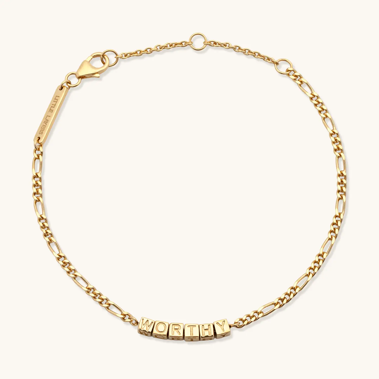 Custom Tiny Words Bracelet- Figaro Chain - Image 4