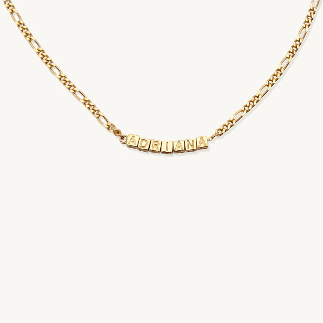 Custom Tiny Words Necklace- Figaro Chain - Image 4