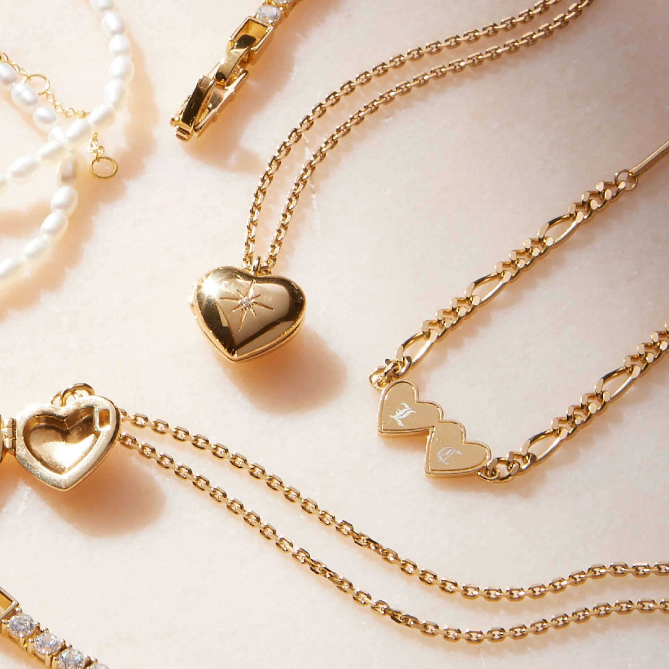 Gold Double Heart Engravable Necklace - Image 3
