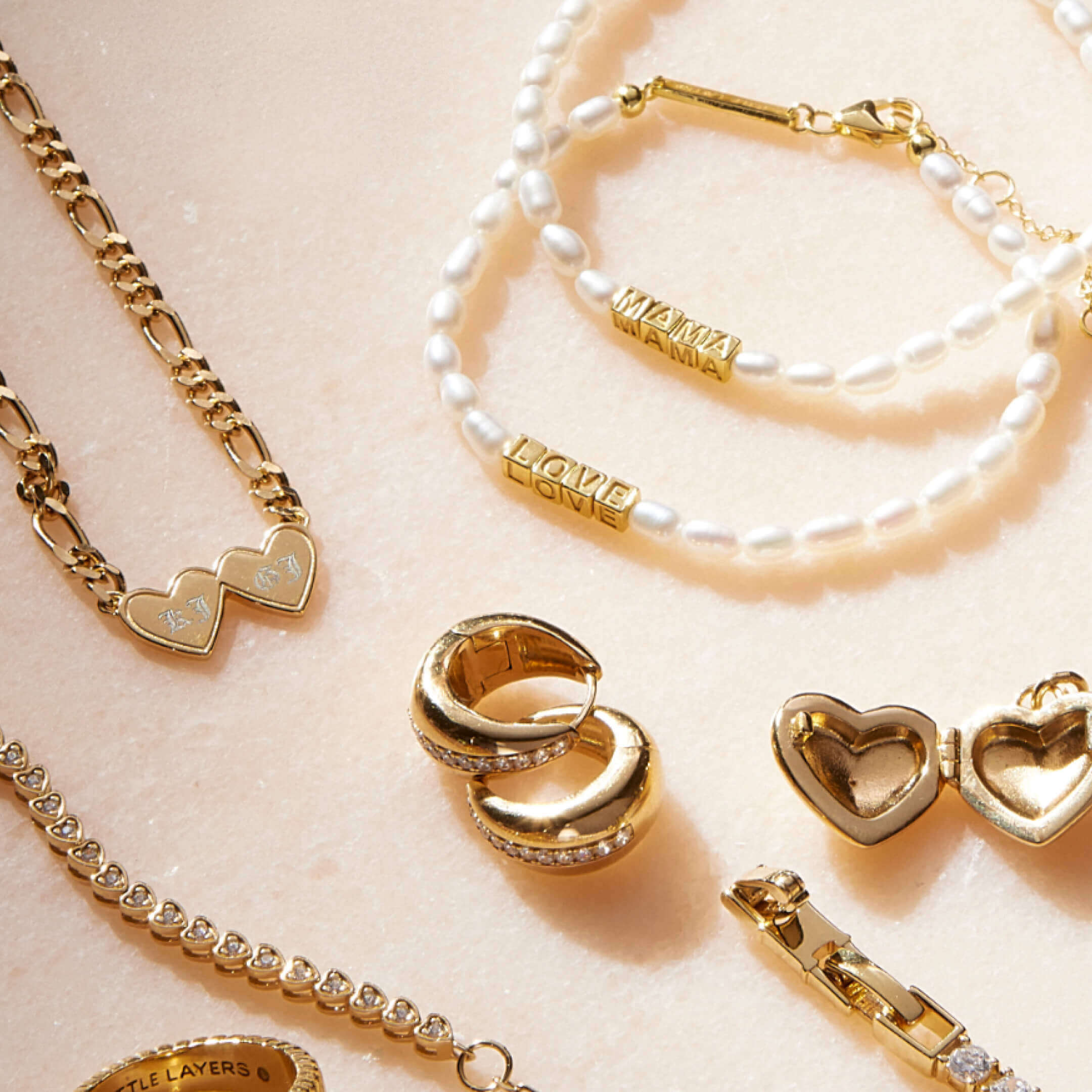 Gold Double Heart Engravable Necklace - Image 4
