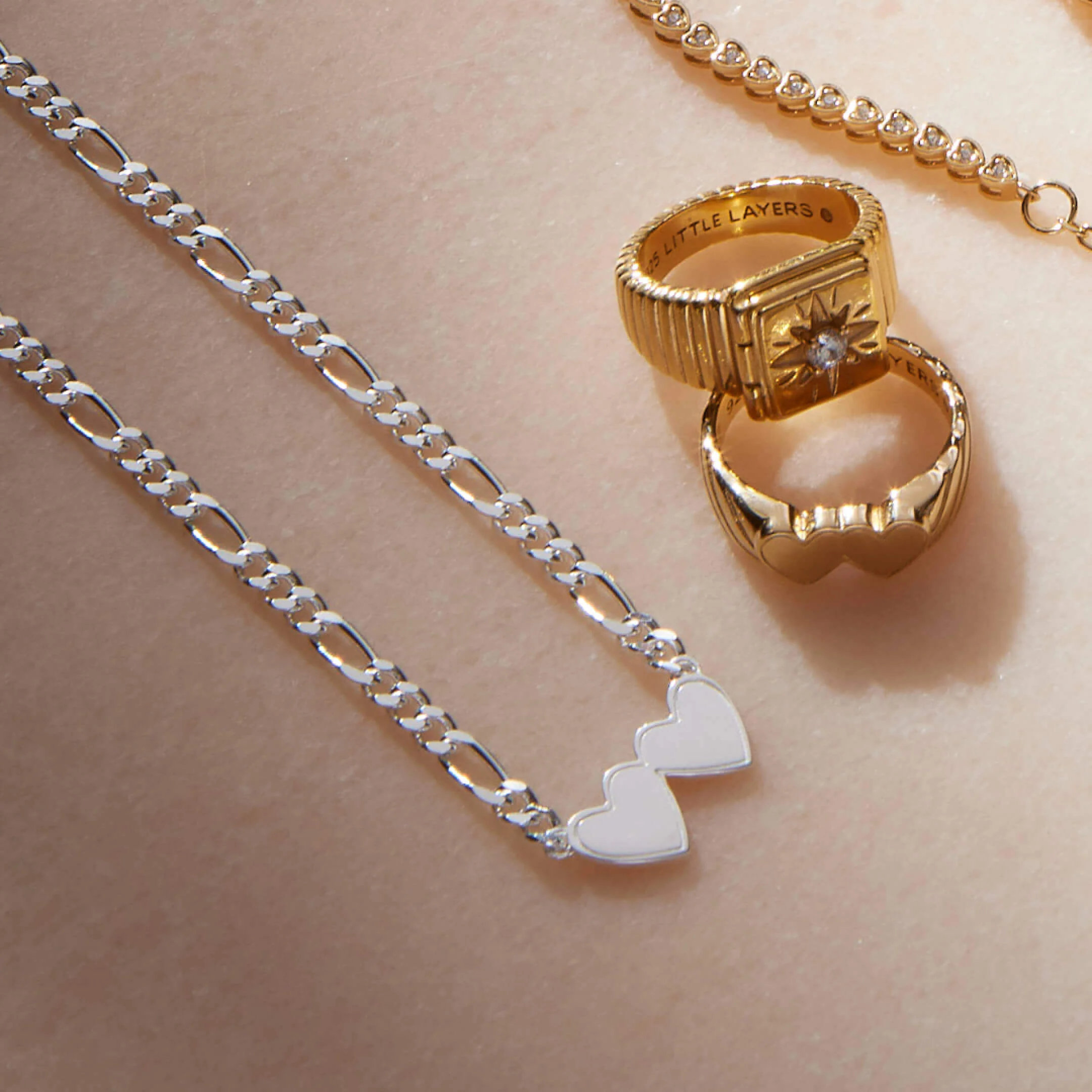 Gold Double Heart Engravable Necklace - Image 6