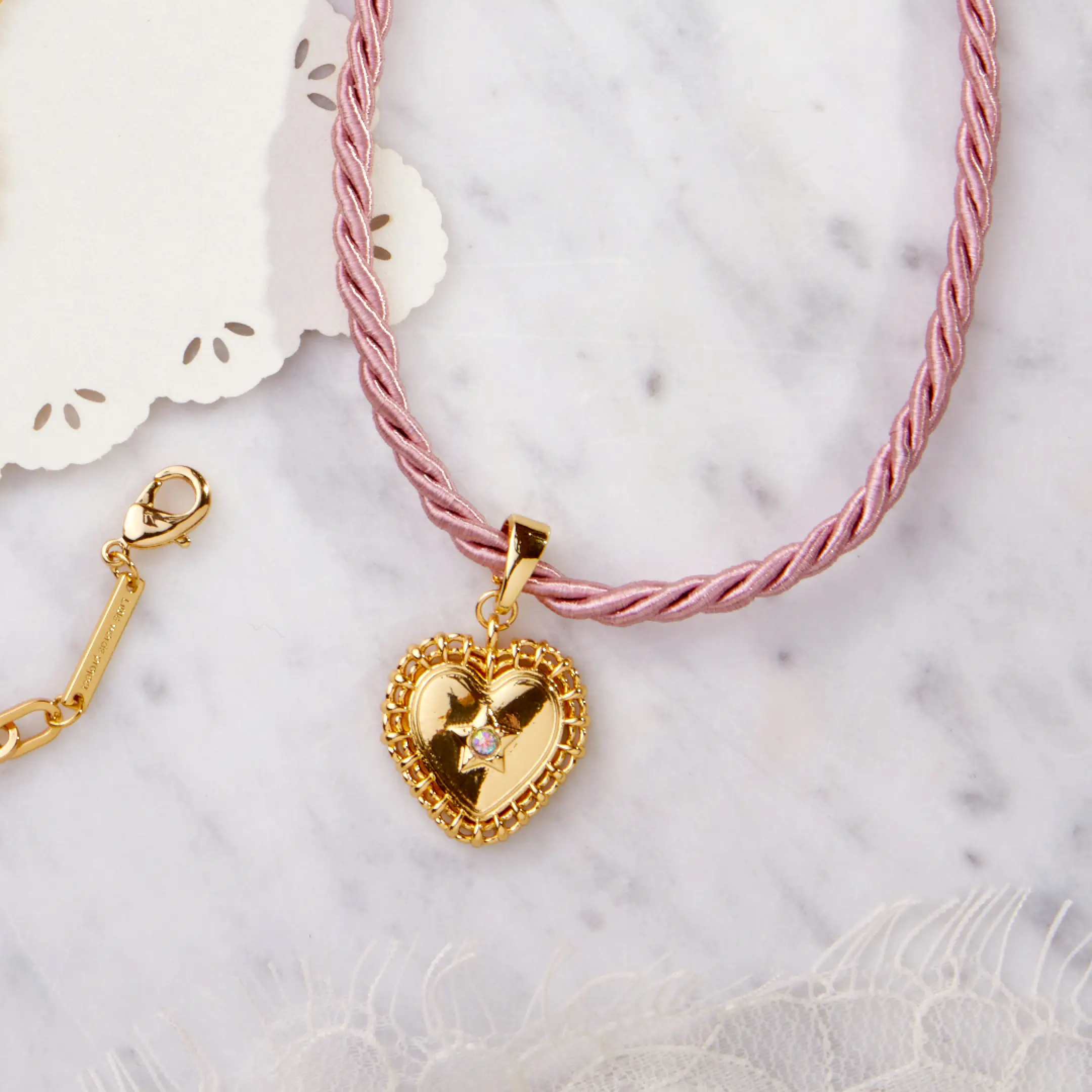 Lace Heart Pendant Cord Necklace - Image 3