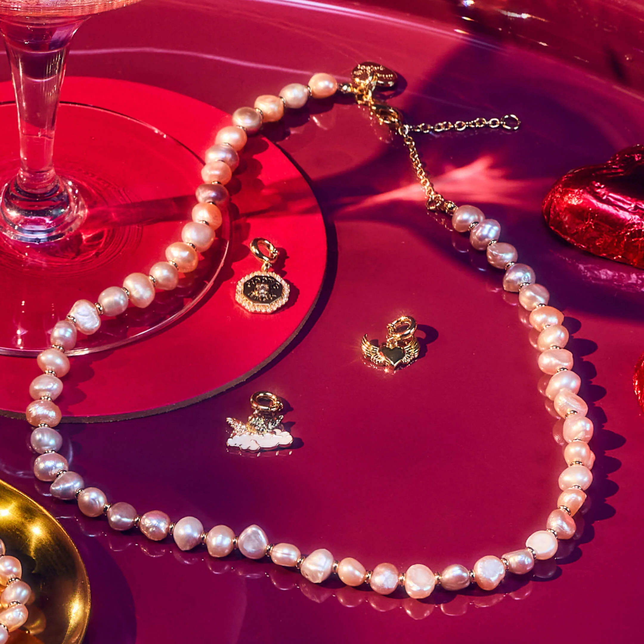 Pink Freshwater Pearl Necklace Base - Image 3