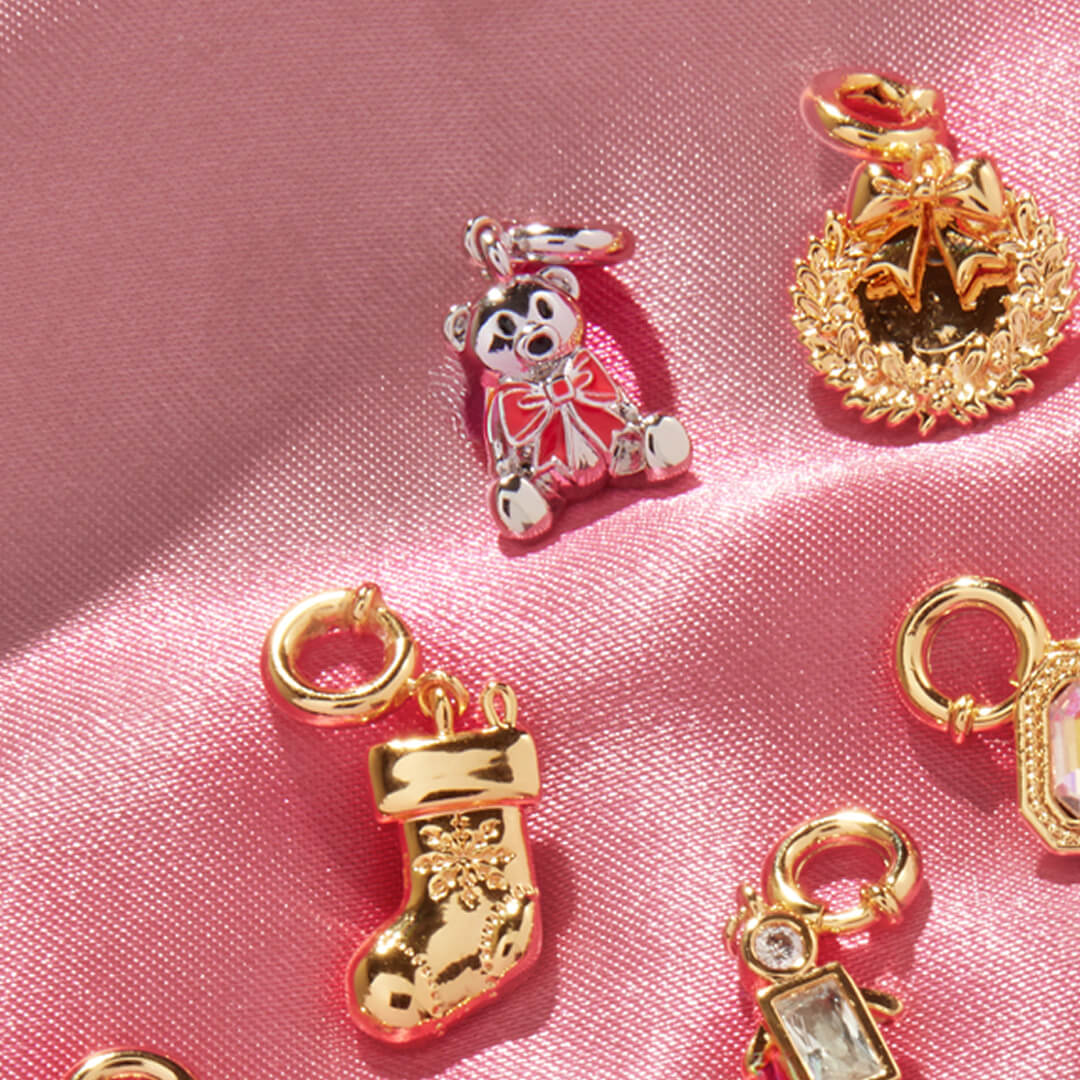 Silver Holiday Teddy Bear Charm - Image 2