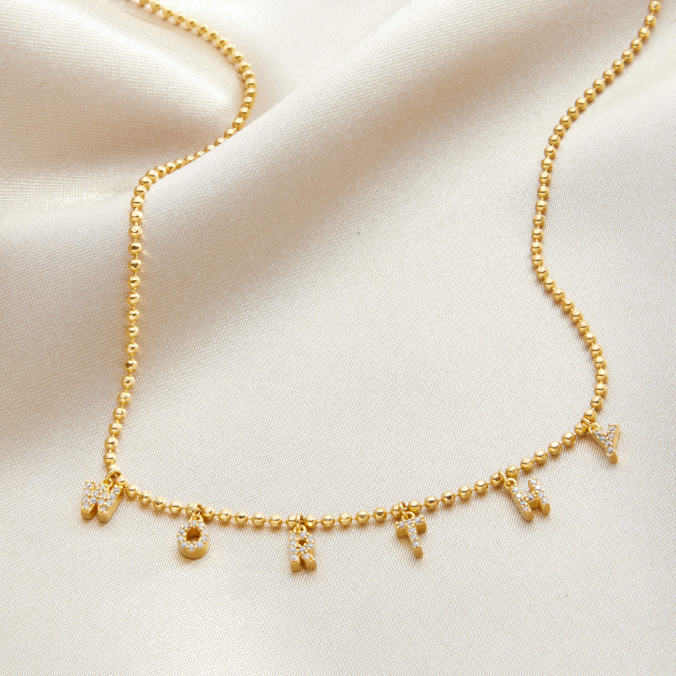 Tiny Dripping Words Gold Vermeil Necklace - Image 3