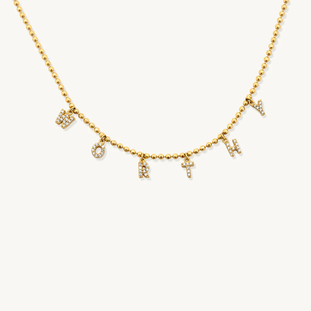 Tiny Dripping Words Gold Vermeil Necklace - Image 5